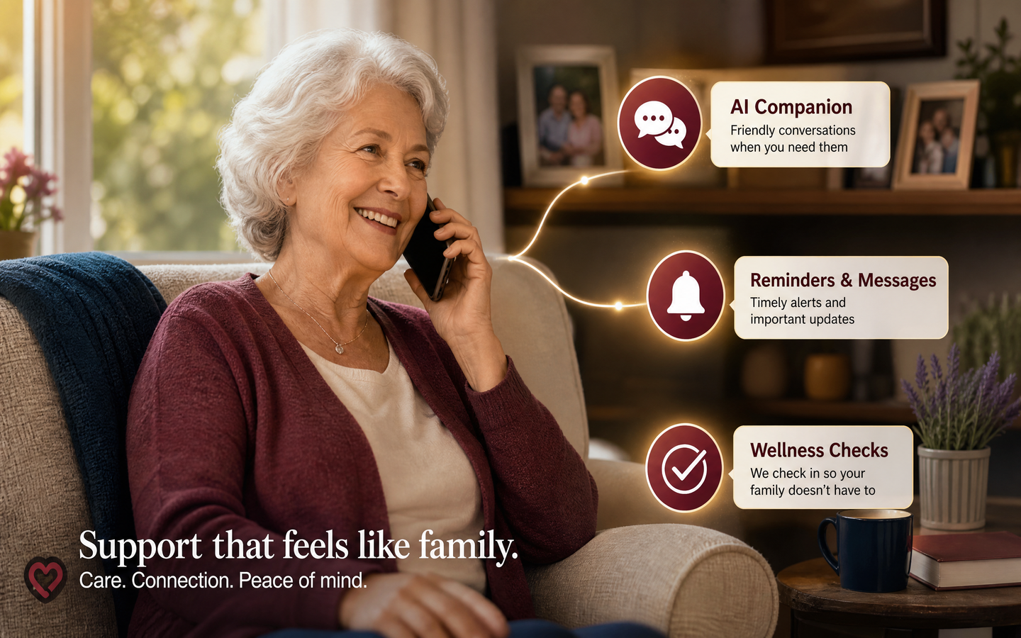 Canadian Senior talking on the phone Senior Protection Ai
